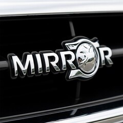 Obraz premium Mirror Logo Emblem on Black Grille - Automotive Branding Detail.