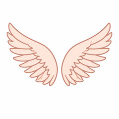 Obraz premium A delicate illustration of spread angelic wings in a soft pink hue. This vector graphic element symbolizes spirituality, freedom, and love, isolated on a clean white background