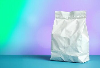 Plain white paper bag, unblemished and crinkled slightly,  object,  recyclable