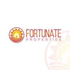 Coastal real estate logo, vacation home properties, sunny realty branding