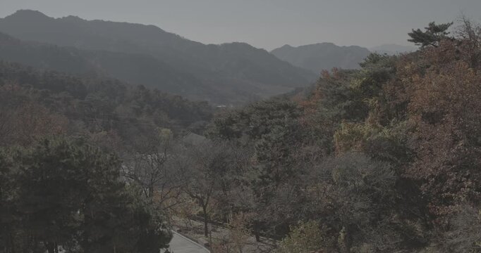 Autumnal Colors Embracing Mountainous Terrain Viewpoint