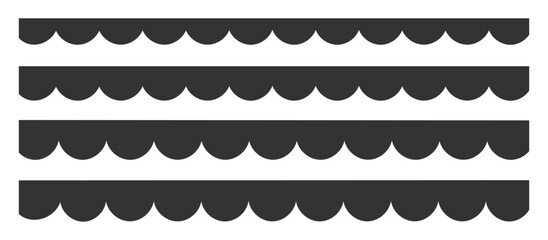 Obraz na płótnie Canvas Scalloped border with divider ornament edge isolated on white background. Scalloped edge borders and dividers. Handmade frame decorations. Ethnic tribal pattern for fabric