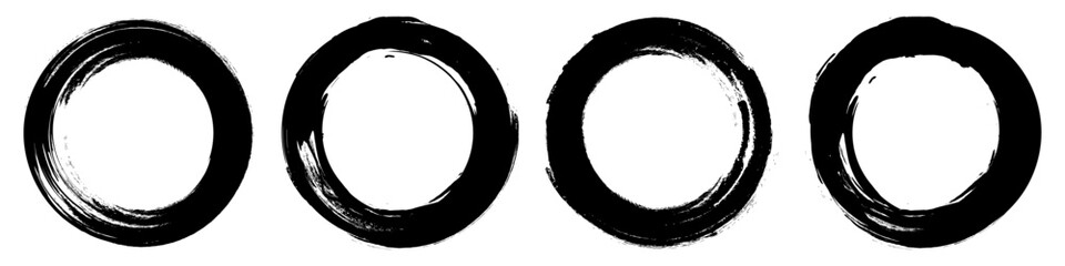 Set of round grunge circles shapes on a white background. Grunge round shapes. Grunge banner collection. Paint brush stamps. Vector