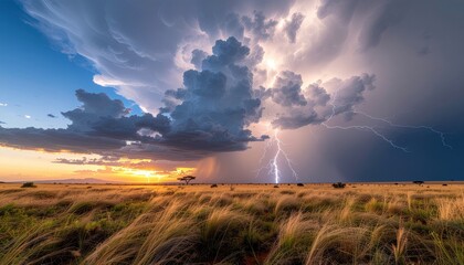 Savanna Thunderstorm at Sunset