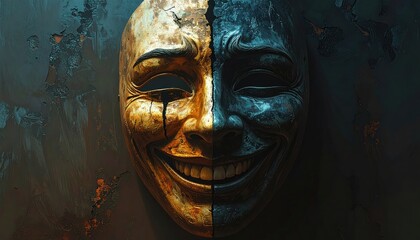 Split Mask with Contrasting Colors and Textures