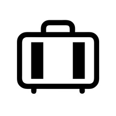 Vector art of simple black suitcase icon on, ideal for travel, vacation, and luggage themes in minimalist designs and user interfaces