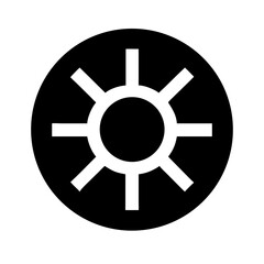 Vector art of the black and white vector graphic depicts a stylized sun with eight rays emanating from a central circle, , creating a simple and bold design