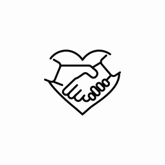 heart handshake agreement icon sign vector