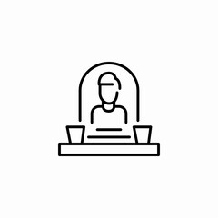 mourner at table icon sign vector