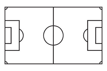 Silhouette of a football pitch with markings and goalpost silhouette.