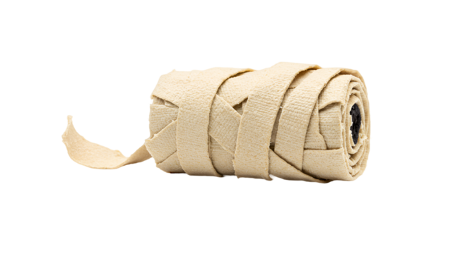 Rolled Textured White Fabric, Reminiscent of a Historical Mummy Wrap or Bandage
