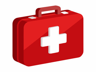 Obraz premium Vector illustration red first aid kit with a white cross symbolizing medical emergency, healthcare preparedness, safety equipment, and quick response
