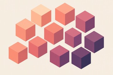 Obraz premium Abstract geometric cubes in gradient pastel colors. Modern 3D design with minimal, stylish, and creative composition.