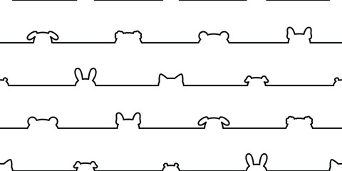 dog cat seamless pattern polar bear kitten rabbit icon head line vector calico doodle cartoon pet animal illustration tile background gift wrapping paper repeat wallpaper scarf isolated