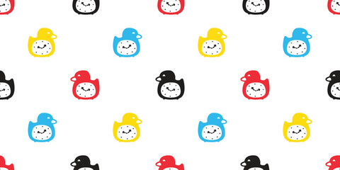duck seamless pattern alarm clock time swatch toy rubber duck chicken bird vector pet wrapping paper scarf isolated doodle cartoon animal farm tile wallpaper repeat background illustration design