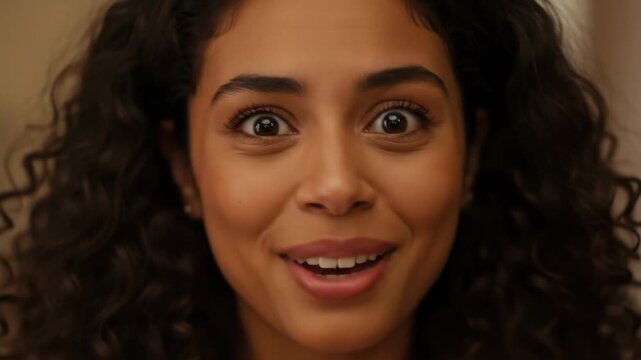 Surprised womans wideeyed face