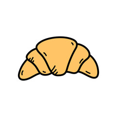 Simple Croissant Illustration on Transparent Background Pastry Food Icon