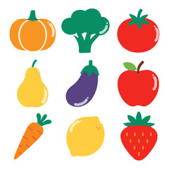 Set of vegetables and fruits