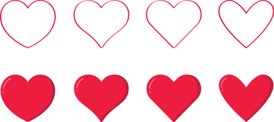 Vector Red Heart Icons Collection
