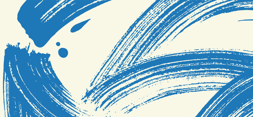 Hand drawn grainy blue bold brush stroke with spray texture. 