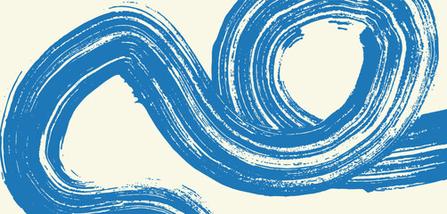 Hand drawn grainy blue bold brush stroke with spray texture. 