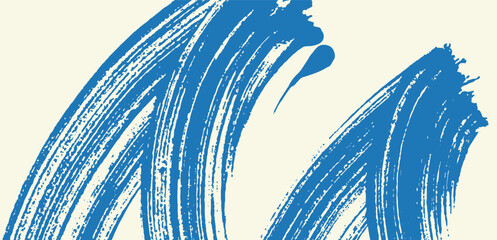 Hand drawn grainy blue bold brush stroke with spray texture. 