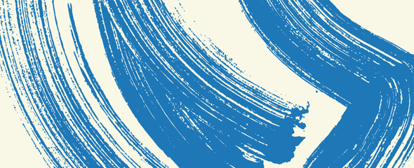 Hand drawn grainy blue bold brush stroke with spray texture. 