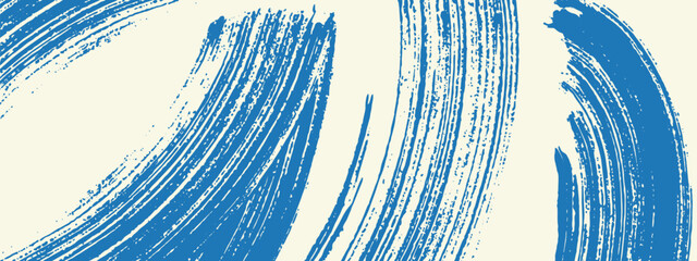 Hand drawn grainy blue bold brush stroke with spray texture. 