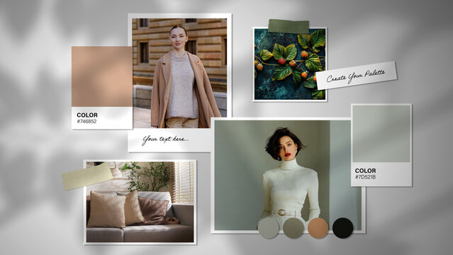 Animated Color Palette Mood Board Mockup Template for Interior Design, Fashion Lookbooks & Moodboard Presentations