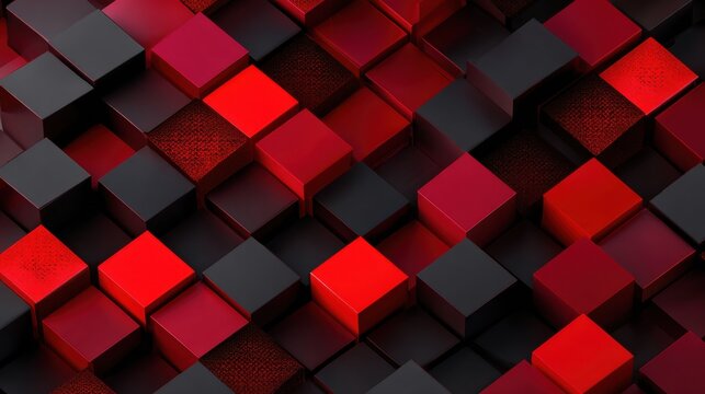 Dynamic geometric background featuring vibrant red and sleek black cubes for striking modern designs and creative projects, perfect for bold visual statements