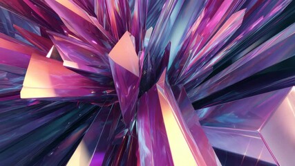 Abstract Crystalline Formation in Shades of Purple and Teal with Sharp Edges and Angular Shapes Reflective Surface and Dynamic Light Play Perfect for Backgrounds and Visual Effects - Powered by Adobe