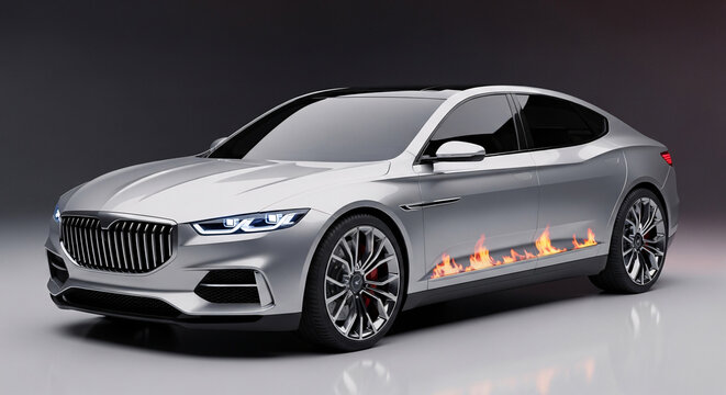 Futuristic electric concept car. Modern luxury vehicle design and automotive technology innovation. 3D render