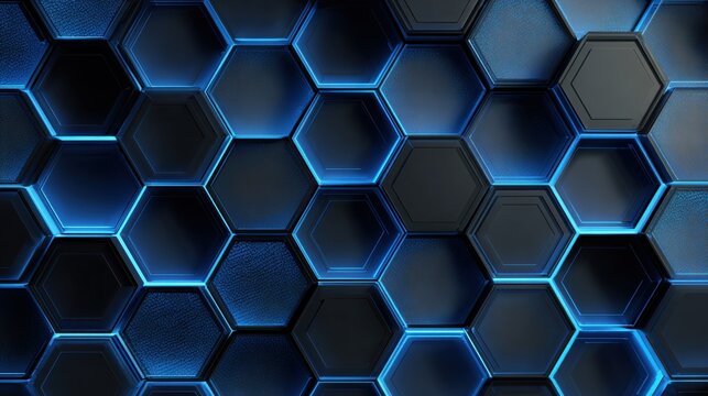 Futuristic glowing blue hexagon grid for modern technology or gaming backgrounds, adding a dynamic edge to your next project, ideal for tech innovation