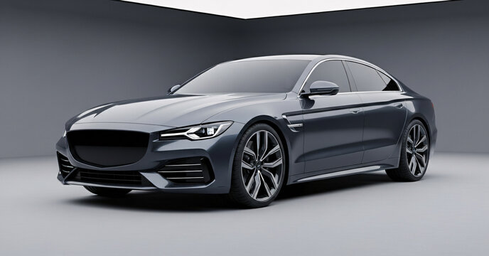 Futuristic electric concept car. Modern luxury vehicle design and automotive technology innovation. 3D render