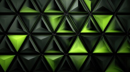 Stunning abstract background featuring vibrant green triangles and sleek black geometric shapes for modern designs and technology visuals