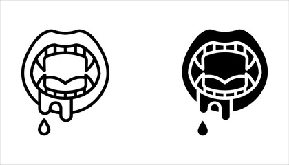 Vampire lips icon set, holiday and halloween, vampire teeth vector icon on white background