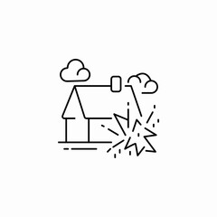 house lightning strike icon sign vector