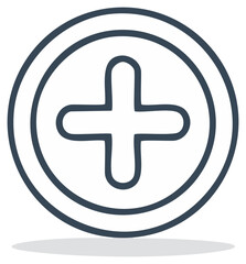 Obraz premium Plus Sign Symbol Outline in Circle Shape Addition Medical Health Icon
