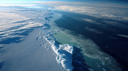 Fototapeta premium Melting Polar Ice Meeting Deep Blue