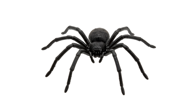 Intense Close up of a Detailed Black Spider on a Dark Background