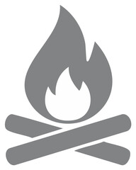 Stylized Campfire Silhouette Graphic Illustration of Burning Flame and Firewood Logs