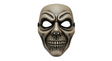 Terrifying Beige Halloween Mask with Hollow White Eyes and Teeth