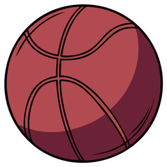 Fototapeta premium Cartoon illustration of a basketball with strong lines and shading creating depth and shape.