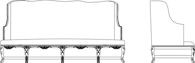 sketch vector illustration silhouette design furniture living room chair antique decoration ornament decoration background pattern mandala rosette ethnic traditional classic vintage full of carvings 