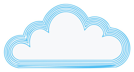 Stylized cloud icon with blue concentric line art for weather and technology concepts