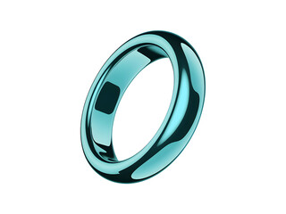 Glossy metallic smart ring in vibrant teal color, featuring a modern 3D design isolated on a transparent background.