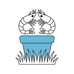 Cute Crab in Pot Illustration, Marine Life, Sea Creature, Ocean, Cartoon, Line Art, Beach, Nature, Seafood, Animal Drawing