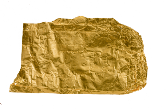 Photo of foil paper taken with a high-resolution camera using the focus-stacking technique on a white background. - Powered by Adobe