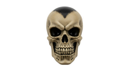 Creepy Vampire Skull with Black Forehead Marking on Abstract Background