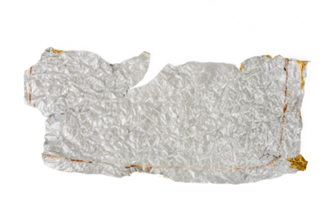 Photo of foil paper taken with a high-resolution camera using the focus-stacking technique on a white background.